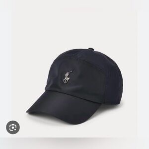 Polo Ralph Lauren black pony plaque cap baseball hat adjustable gunmetal silver